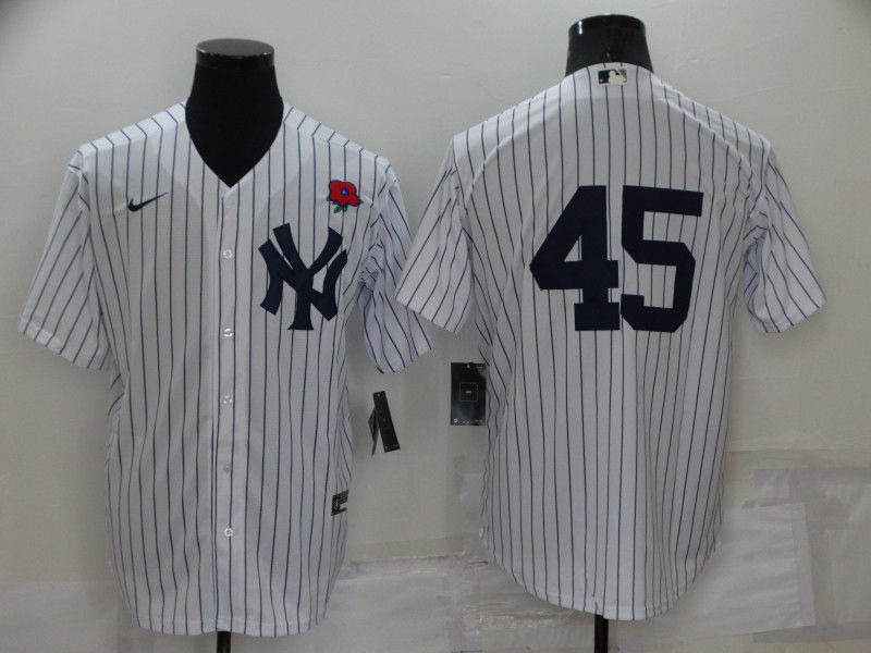Men New York Yankees 45 No Name White Strip Game 2022 Nike MLB Jersey